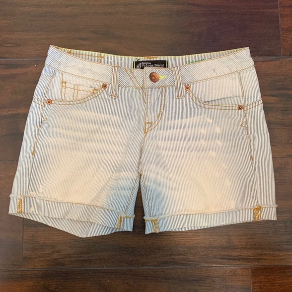Volcom Pants - Volcom White Washed Striped Boyfriend Shorts